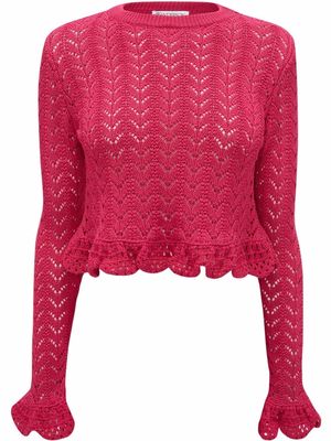 JW Anderson crochet-effect frilled top - Pink