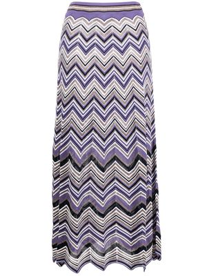 D.Exterior zig-zag pencil skirt - Purple