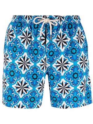 PENINSULA SWIMWEAR geometric-pattern swim shorts - Blue