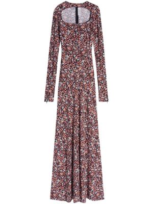 Victoria Beckham cut-out floral print dress - Brown