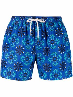 PENINSULA SWIMWEAR floral-print drawstring-waist swim shorts - Blue