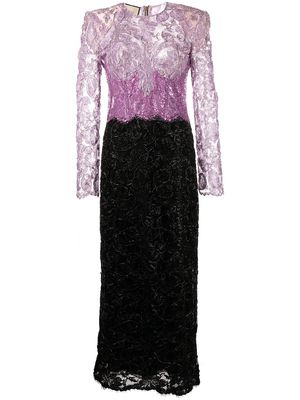 Gucci long-sleeve lace dress - Purple