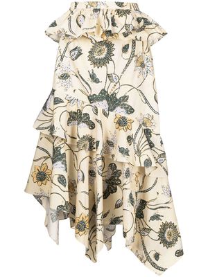 Ulla Johnson floral-print peplum-waist skirt - Neutrals