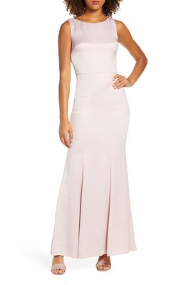 Chi Chi London Ayse Lace Back Satin Trumpet Gown in Mink