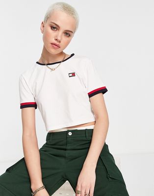 Tommy Jeans flag badge T-shirt in white