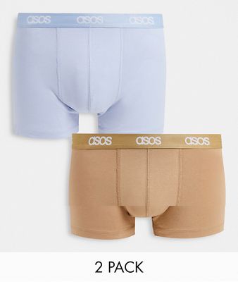 ASOS DESIGN 2 pack trunks with self waistbands-Multi