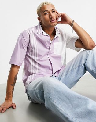 Topman short sleeve stripe shirt in lilac-Purple