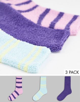 Pieces 3-pack fluffy socks in multi