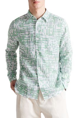 TED BAKER LONDON Locomp Linen Button-Up Shirt in Green