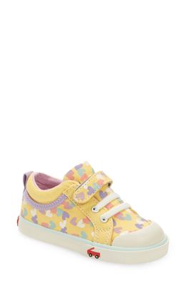 See Kai Run Kristin Sneaker in Yellow/Hearts