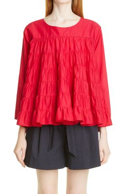 Merlette Roos Tiered Cotton Top in Berry
