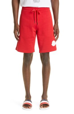 Moncler Logo Patch Sweat Shorts in 455 - Red