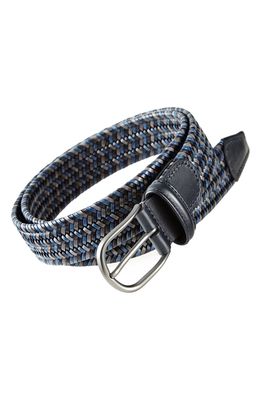 Anderson's Stretch Leather Belt in Grey/Blue/Navy