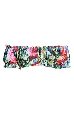 Norma Kamali Jose Puff Sleeve Bikini Top in Rose Garden