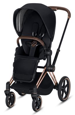 CYBEX Priam Rose Gold Stroller with All Terrain Wheels in Premium Black