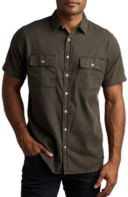 Rowan Warwick Heritage Twill Short Sleeve Button-Up Shirt in Dark Olive