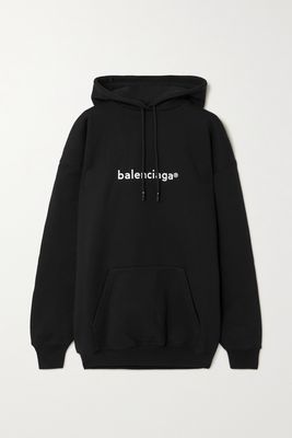 Balenciaga - Oversized Printed Cotton-jersey Hoodie - Black