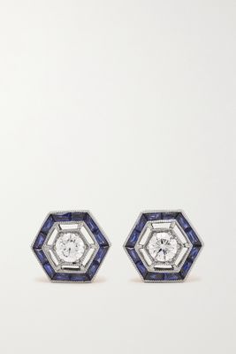 Fred Leighton - Collection 18-karat White Gold, Sapphire And Diamond Earrings - one size