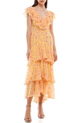 WAYF Chelsea Tiered Ruffle Maxi Dress in Sunshine Daisies