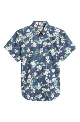 Naked & Famous Denim Floral Short Sleeve Button-Down Shirt in Flower Painting - Navy
