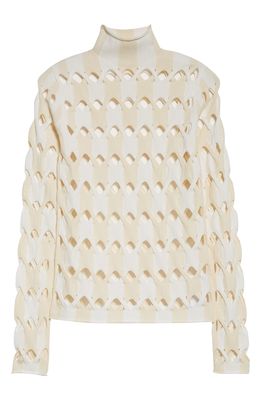 Dion Lee Two-Tone Cutout Cable Knit Sweater in Ivory/Cream
