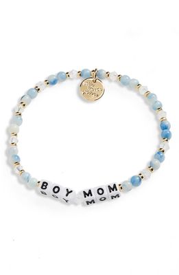 Little Words Project Boy Mom Beaded Stretch Bracelet in Blue Stone