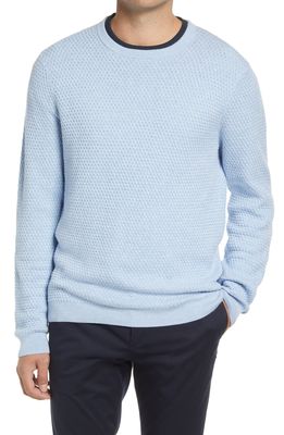 NORDSTROM Popcorn Stitch Cotton Blend Crewneck Sweater in Blue Skyway