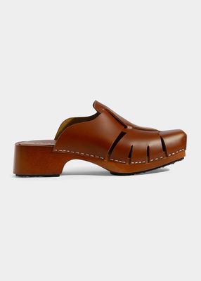 Licia Cutout Leather Loafer Clogs