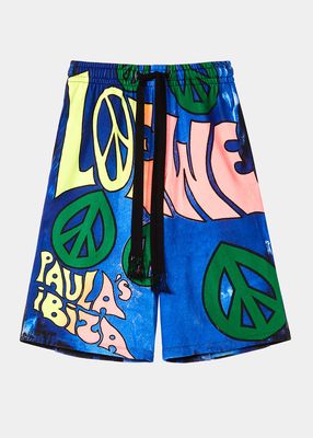 x Paula's Ibiza Men's Peace-Print Drawstring Shorts