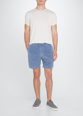 Men's Corduroy Elastic-Waist Shorts