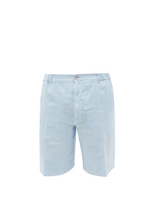120% Lino - Linen-cambric Bermuda Shorts - Mens - Blue
