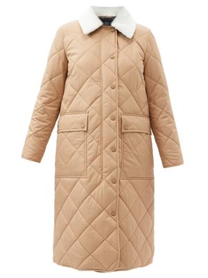 Burberry - Kemptown Diamond-quilted Gabardine Coat - Womens - Camel