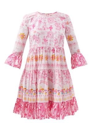 Emporio Sirenuse - Harisha Printed Cotton-poplin Mini Dress - Womens - Pink Print