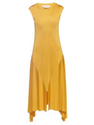 Marni - Dipped-hem Jersey Midi Dress - Womens - Yellow