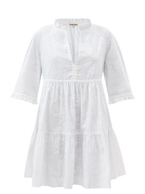 Emporio Sirenuse - Tallie Astrological-print Cotton-poplin Mini Dress - Womens - White