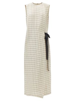 Raey - Hidden-belt Check Dress - Womens - Beige Multi