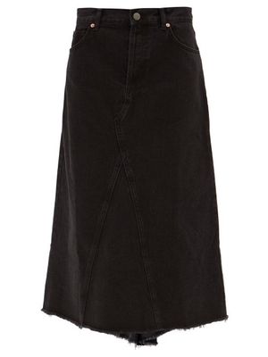 Raey - Raw-hem Organic-cotton Fishtail Denim Skirt - Womens - Black