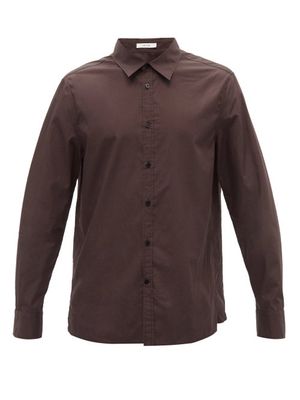 The Row - James Cotton-poplin Shirt - Mens - Dark Brown