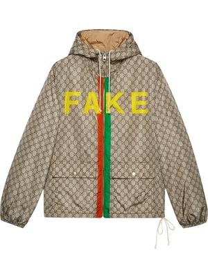 Gucci Fake/Not print GG nylon jacket - Neutrals