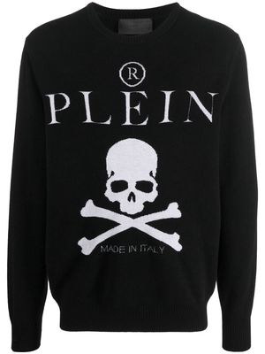 Philipp Plein embroidered-logo cashmere jumper - Black