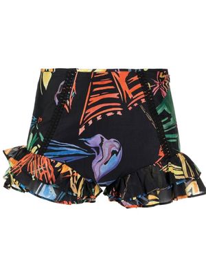 Charo Ruiz Ibiza Amelie high-waist ruffled shorts - Black