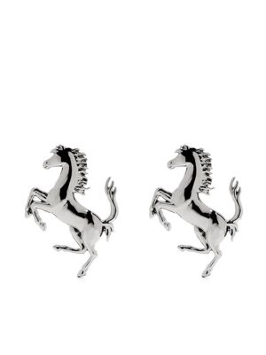 Ferrari logo-plaque detail earrings - Silver
