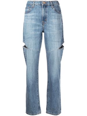 J Brand mid-rise straight-leg ripped jeans - Blue