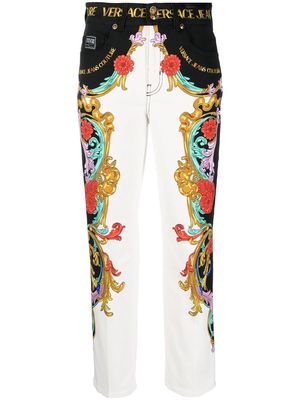 Versace Jeans Couture logo-waistband detail trousers - White