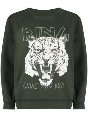 ANINE BING Tiger logo-graphic relaxed sweatshirt - Green