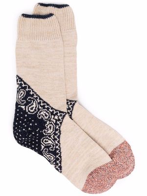 Kapital paisley-print panelled socks - Neutrals