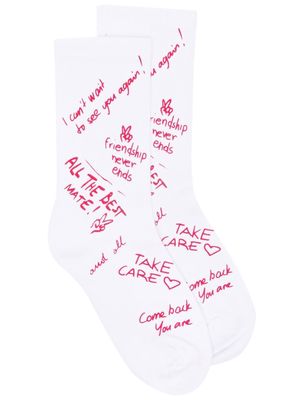 Golden Goose slogan-print socks - White