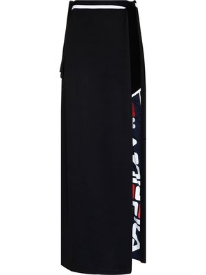 Y/Project x FILA logo-print front-slit maxi skirt - Black