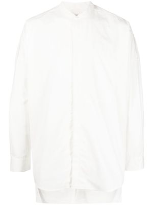 Attachment long-sleeve collarless shirt - White