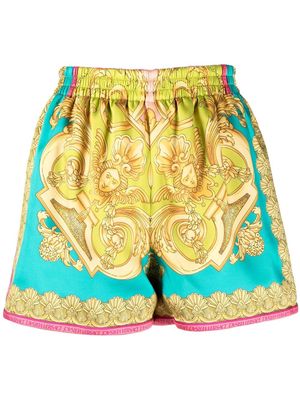 Versace baroque-print elasticated-waist shorts - Yellow